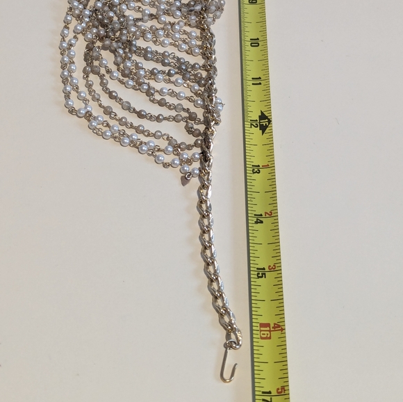 French Vintage Multi strands Drapery Necklace with Faux Pearls - Picture 6 of 6